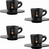 4 Stück achteckige Espressotassen mit Untertassen schwarz matt